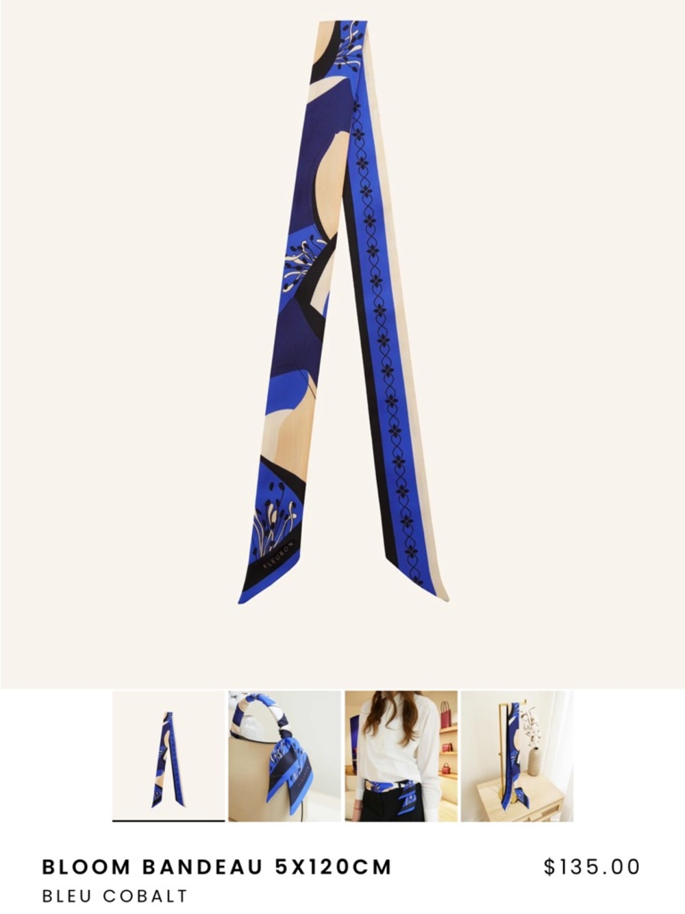 Medium Swann Top-Handle Shoulder Bag in Cobalt Blue - Picture 12 of 13